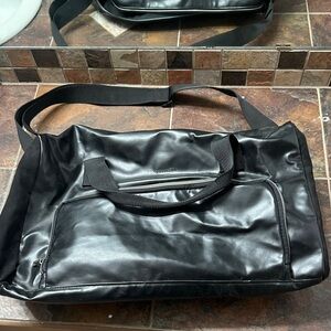 Calvin Klein black leather duffel